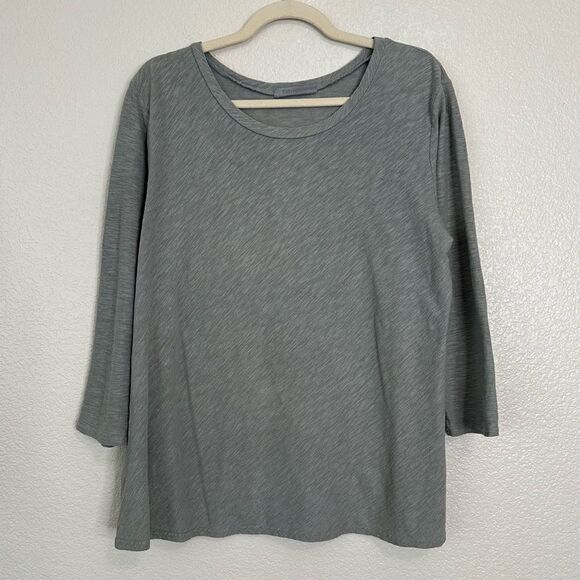 Cut Loose Linen Blend Heathered Gray 3/4 Sleeves Tee, Sz Large - Picture 1 of 11